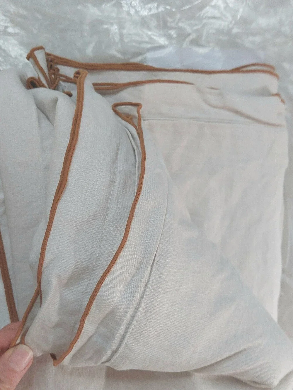 Quince Linen Embroidered Edge Duvet Cover! Full/ Queen! (471)